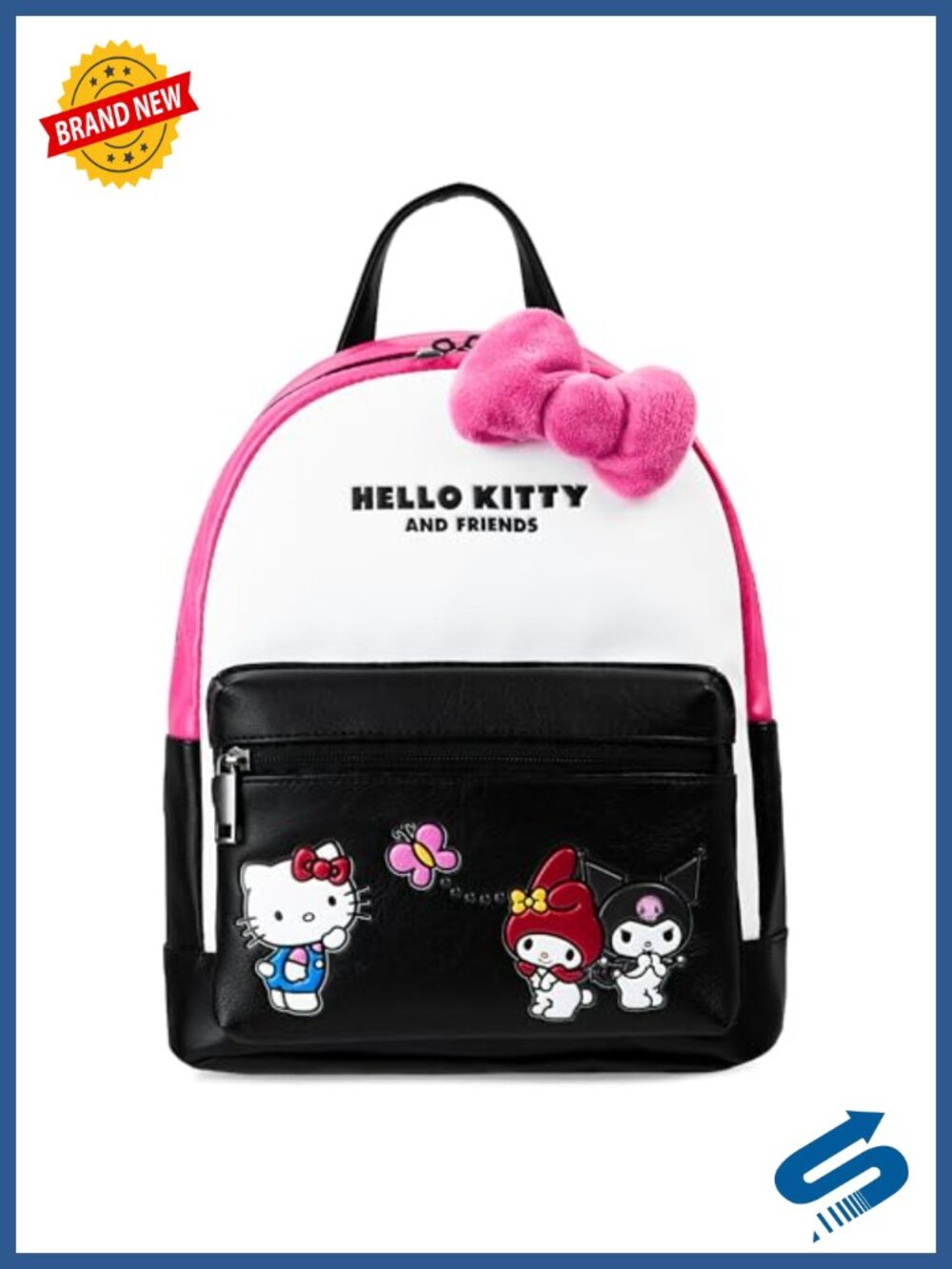 Faux Leather Hello Kitty Mini Daypack Backpack Adjustable Straps